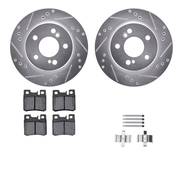 Dynamic Friction Co 7312-63041, Rotors-Drilled, Slotted-SLV w/3000 Series Ceramic Brake Pads incl. Hardware, Zinc Coat 7312-63041